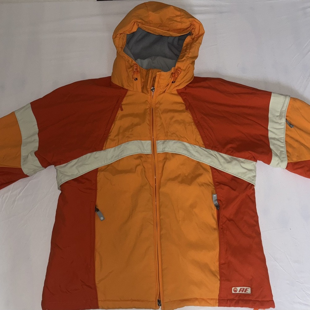 Vintage Y2K American Eagle Outfitter Orange Mens L Lined Snowboard Jacket Zipper